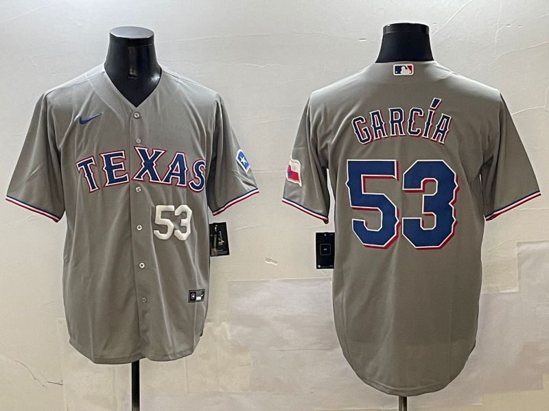 Men Texas Rangers #53 Garcia Grey Game 2025 Nike MLB Jersey style 2->tampa bay rays->MLB Jersey